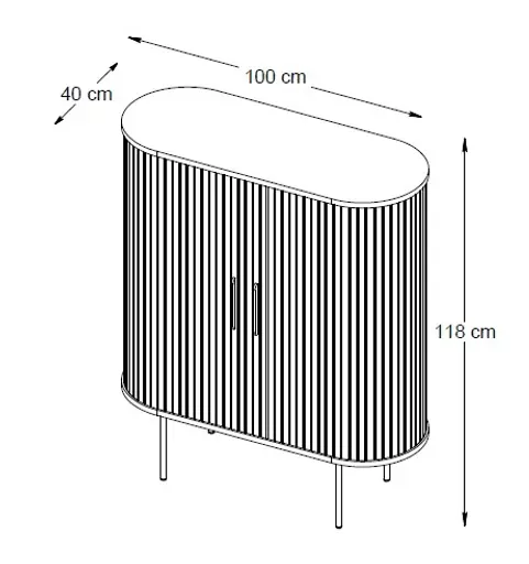 Highboard - B ca. 100 cm, Eiche Furnier, Smoked