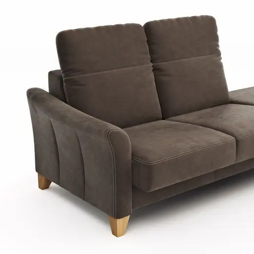Sofa Canterbury - Recamiere links inkl. Kopfteil verstellbar und Sitzvorzug (motorisch), Stoff, Dunkelbraun