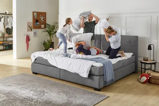 Boxspringbett- Liegefläche ca. 240x200 cm, Stoff, Dunkelgrau