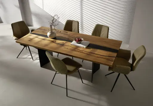 Esstisch Nera - LB ca. 220x110 cm, Asteiche massiv, Epoxy