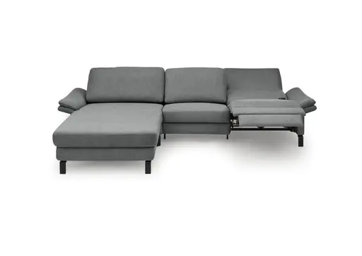 Ecksofa CALM PREMIUM 2.0 - Longchair links mit 3-Sitzer, Relaxfunktion motorisch, Armlehne verstellbar, Stoff, Anthrazit