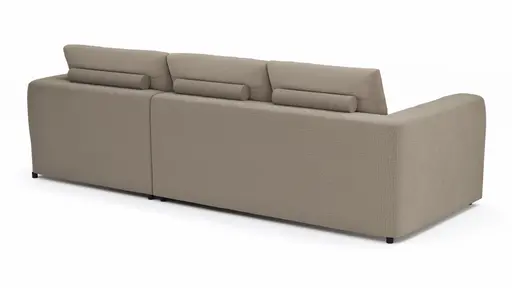 Ecksofa Stormy - 2,5-Sitzer mit Longchair rechts, Stoff, Graubeige