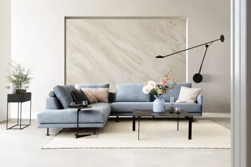 Ecksofa Cuneo - Ecke links mit 2,5-Sitzer, Stoff, Hellblau