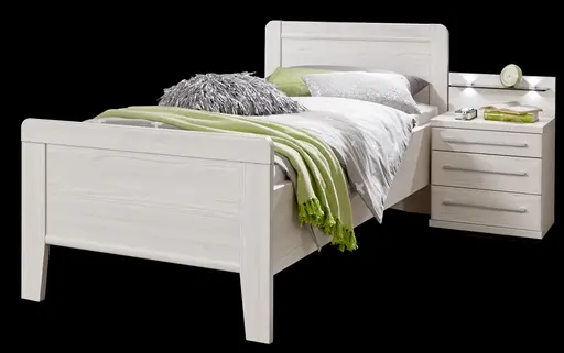 Bett mit Nachtkonsole, weiß