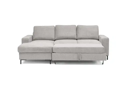 Ecksofa - Longchair links mit 2-Sitzer, Stoff, Silbergrau