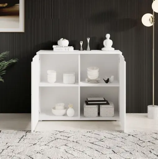 Kommode - B ca. 100 cm, Weiß, Weiß Hochglanz