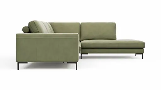 Ecksofa Solano - 2,5-Sitzer mit Ecke Rechts, Leder, Olive