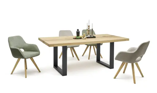 Esstisch - LB ca. 200x100 cm, Zerreiche massiv geölt, Schwarz