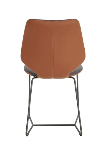 Stuhl Penthouse - Stoff, Steingrau, Leder, Cognac, Kufen, Anthrazit