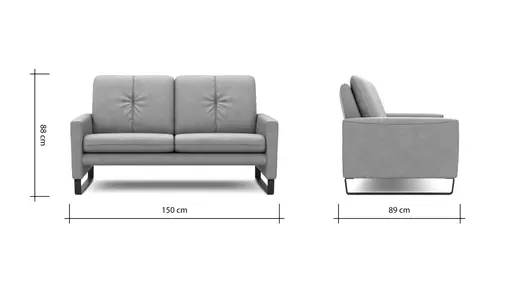Sofa Tenero - 2-Sitzer, Stoff, Grau