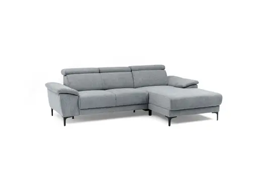 Ecksofa EZRA - 2-Sitzer, Ecke rechts inkl. Kopfteilverstellungen, Stoff, Dunkelgrau