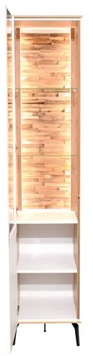 Vitrine - mit Beleuchtung, B ca. 42 cm, Weiß, Asteiche, Schwarz