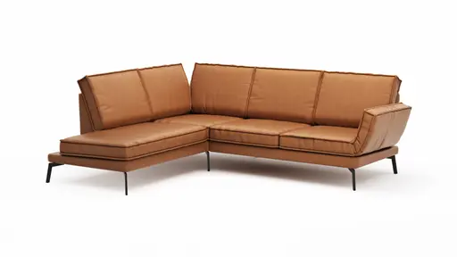 Ecksofa My -  Ecke links mit 2-Sitzer, Rückenlehne, Armlehne  verstellbar und Drehsitze, Leder, Cognac