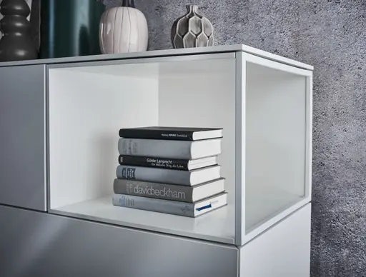 Highboard Catona - Lack matt, Weiß