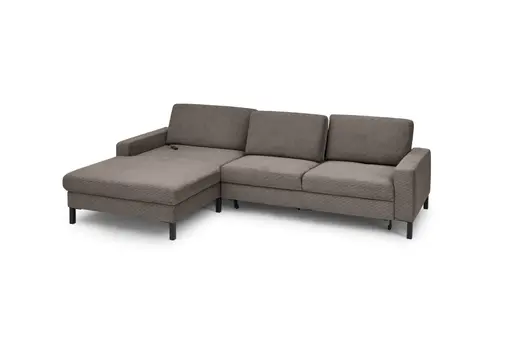 Ecksofa CALM MOVE 2.0 - Longchair links mit 2,5-Sitzer, Schlaffunktion, Feincord, Taupe