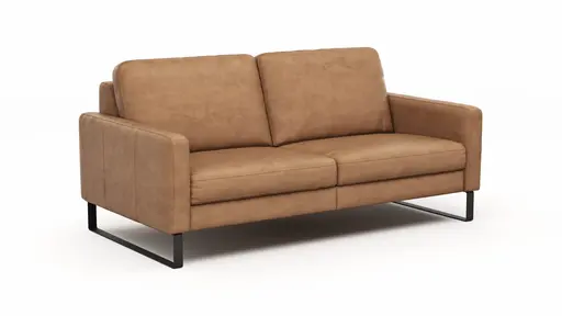 Sofa Enna - 3-Sitzer, Armlehne A, Leder, Cognac Kufe, Schwarz