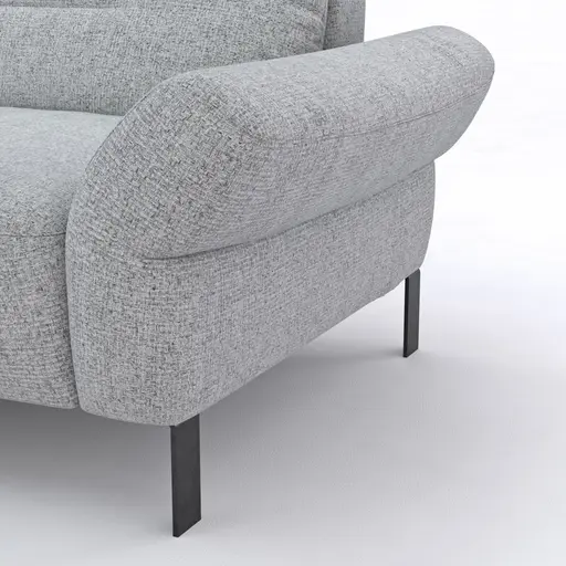 Ecksofa David - Longchair links mit 1,5-Sitzer inkl. Kopfstütze/Armlehne verstellbar, Stoff, Hellgrau