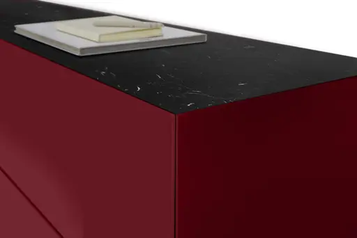 Lowboard - B ca. 181 cm, Bordeauxrot, Keramikoptik