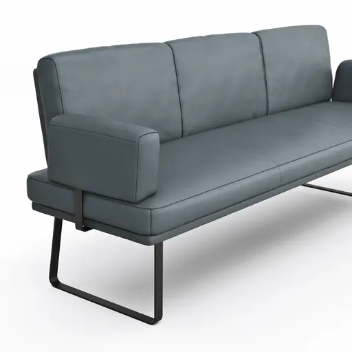 Bank Valloni - B ca. 221 cm, mit Arm- und Rückenlehne, Leder, Hellblau