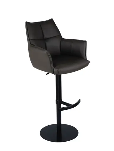 Barhocker MELE - drehbar, höhenverstellbar, Leder, Dunkelbraun
