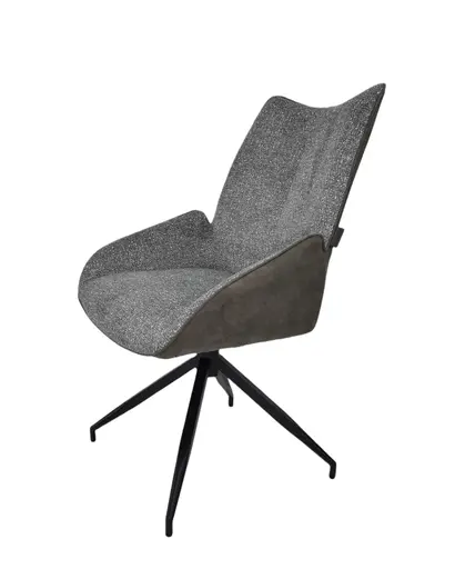 Stuhl MAUREEN - drehbar, Stoff, Grau, Braun