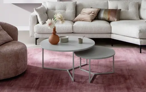 Couchtisch Joan 6 - LBH ca. 58x58x33 cm, Metall, Kreidefarben