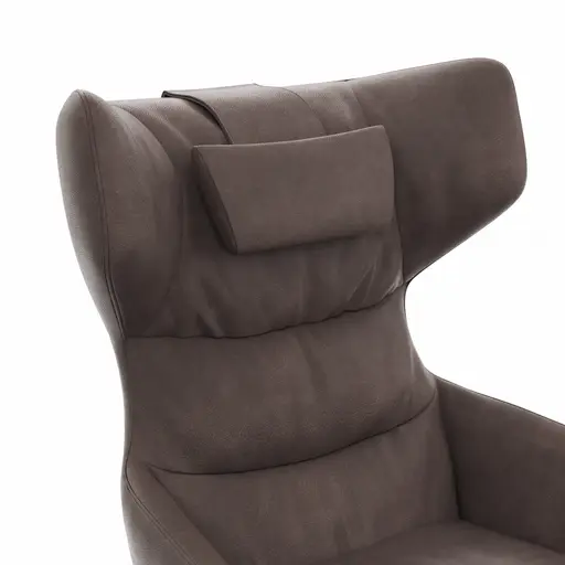 Drehsessel Houston Relax - Größe M, inkl. Relaxfunktion (motorisch), Aufstehhilfe und Kopfstütze, Leder, Dunkelbraun