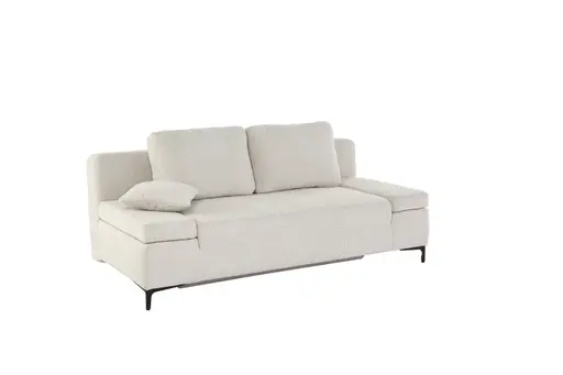 Sofa JEREMO - 2-Sitzer inkl. Schlaffunktion und Armlehnen verstellbar, Stoff, Beige