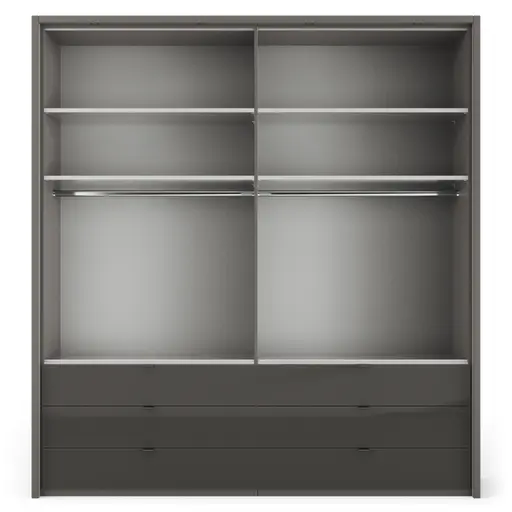 Drehtürenschrank Marbella - B. ca. 157cm, Korpus Melamin, Grau, Front Glas, Weiß