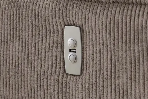 Ecksofa JAROM - 3-Sitzer, Ecke rechts inkl. Relaxfunktion (motorisch) und Kopfteil verstellbar, Stoff, Taupe