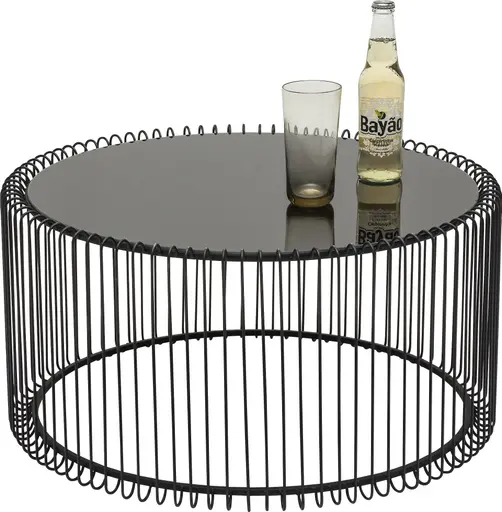 Couchtisch-Set- Stahl, Schwarz, Glas, Schwarz