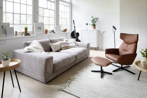 Hocker Helge - Leder Anilin, Cognac