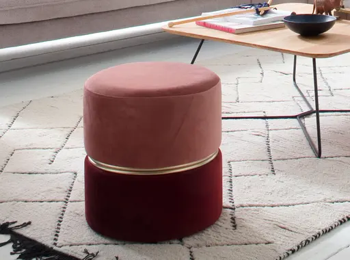 Hocker Svala B - Velour, Rosa, Robinrot