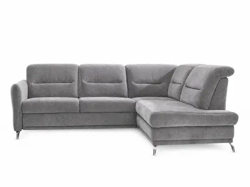 Ecksofa Porto Alegre - 2-Sitzer mit Ecke rechts, Schlaffunktion, Stoff, Eisengrau