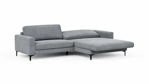 Ecksofa Oviedo - 1,5-Sitzer mit Longchair rechts inkl. Relaxfunktion (motorisch), Stoff, Grau