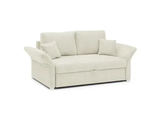 Sofa JORDEN - 2-Sitzer inkl. Schlaffunktion, verstellbaren Armlehnen, Stoff, Creme