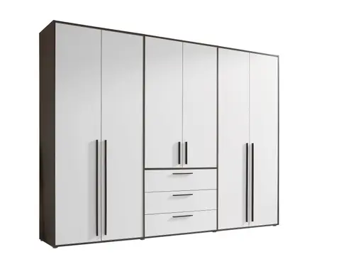 Drehtürenschrank- B ca. 270 cm, Graphit, Weiß