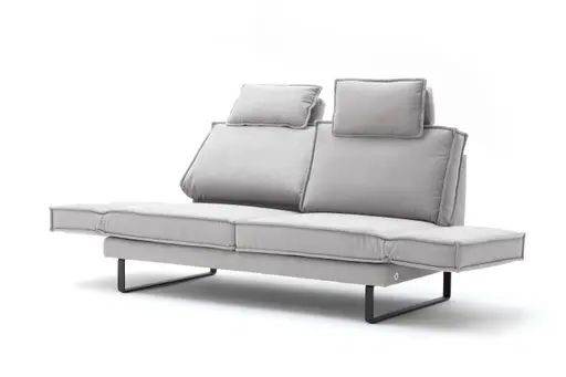 Sofa My - 2,5-Sitzer mit Rückenlehne/Armlehne verstellbar und Drehsitze inkl. Kopfstütze, Stoff, Hellgrau