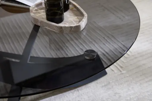 Couchtisch - Ø/H ca. 90x42 cm, Grau, Schwarz