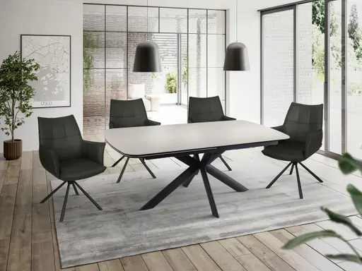 Esstisch MAXIE - ausziehbar, LB ca. 190x98 cm, Glaskeramik, Travertin farbig