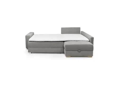 Ecksofa Jyte - 2-Sitzer mit Ecke rechts, Schlaffunktion mit Bettkasten, Stoff, Grau