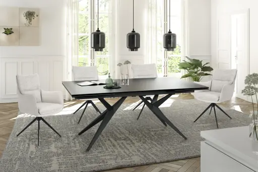 Stuhl MANDY - drehbar, Stoff, Silbergrau