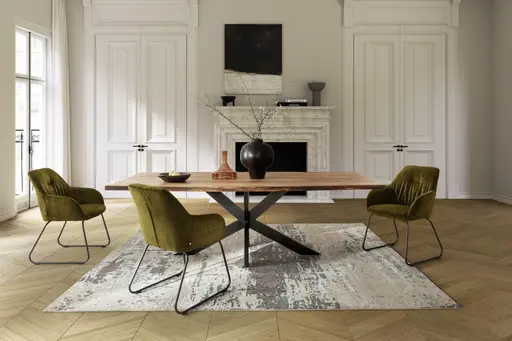 Armlehnstuhl Noli - Stoff, Olivgrün, Kufe