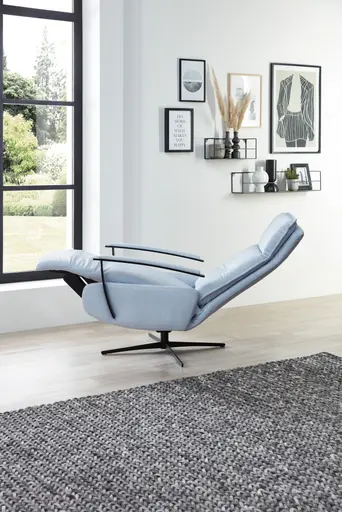 TV-Sessel Lima - Größe M, Relaxfunktion motorisch, Leder, Eisblau