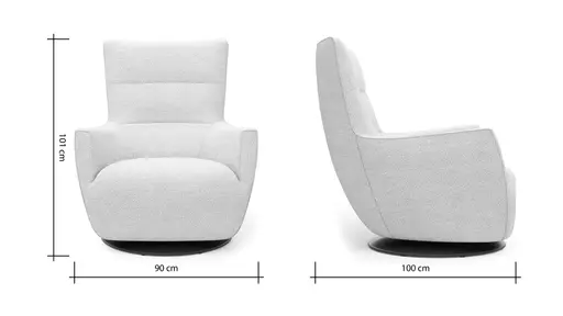 Sessel Lilaia - inkl. Dreh- und Wippfunktion, Stoff, Creme