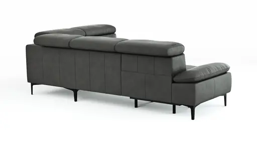 Ecksofa Felipa - 2,5-Sitzer mit Ecke rechts inkl. Armlehne verstellbar und Rückenlehne/Sitztiefe verstellbar (motorisch), Leder, Grau