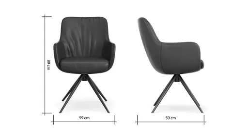 Armlehnstuhl Mis Legere - Leder, Schoko, Gestell, Anthrazit