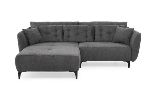 Ecksofa JANEK - 2,5-Sitzer, Ecke rechts, Stoff, Dunkelgrau