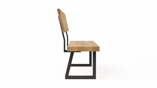 Holzbank Clifton - mit Rückenlehne, Breite ca. 180cm, Wildeiche massiv, natur