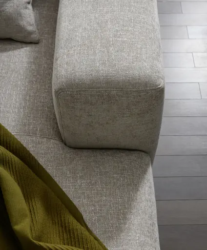 Ecksofa Caruso - 3-Sitzer, Longchair rechts, Stoff, Graubeige